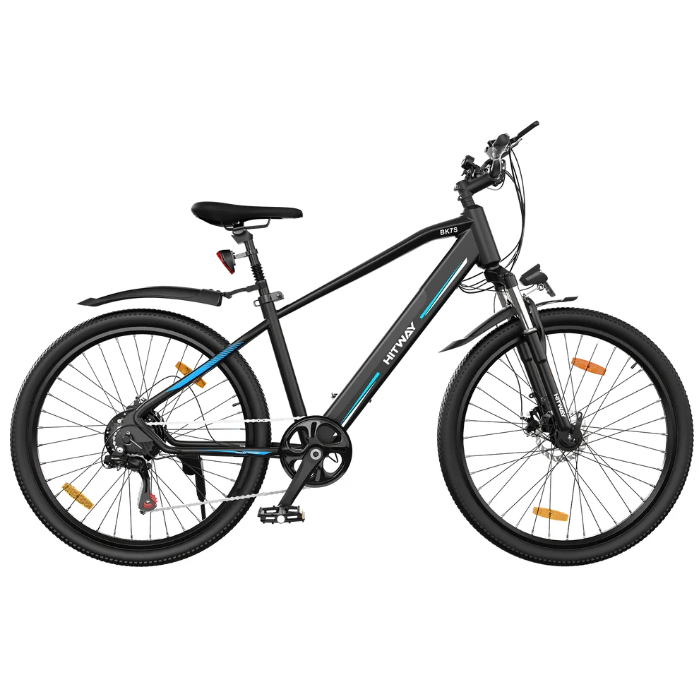 Hitway BK7S - Elektrische Fiets - Mountain Bike - Off-Road E-bike - 250W Motor  12 Ah - Zwart met blauw AE-trading