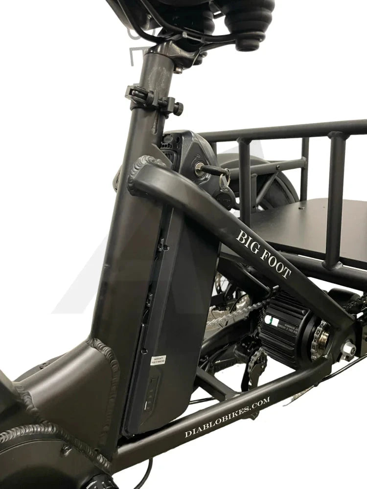 Diablo Big Foot Fatbike Driewieler Fiets E-Bike Cargo - Mat Zwart Twee Accu’s Diablo Fatbike