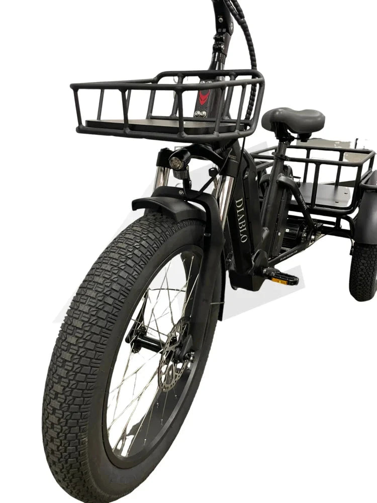 Diablo Big Foot Fatbike Driewieler Fiets E-Bike Cargo - Mat Zwart Twee Accu’s Diablo Fatbike