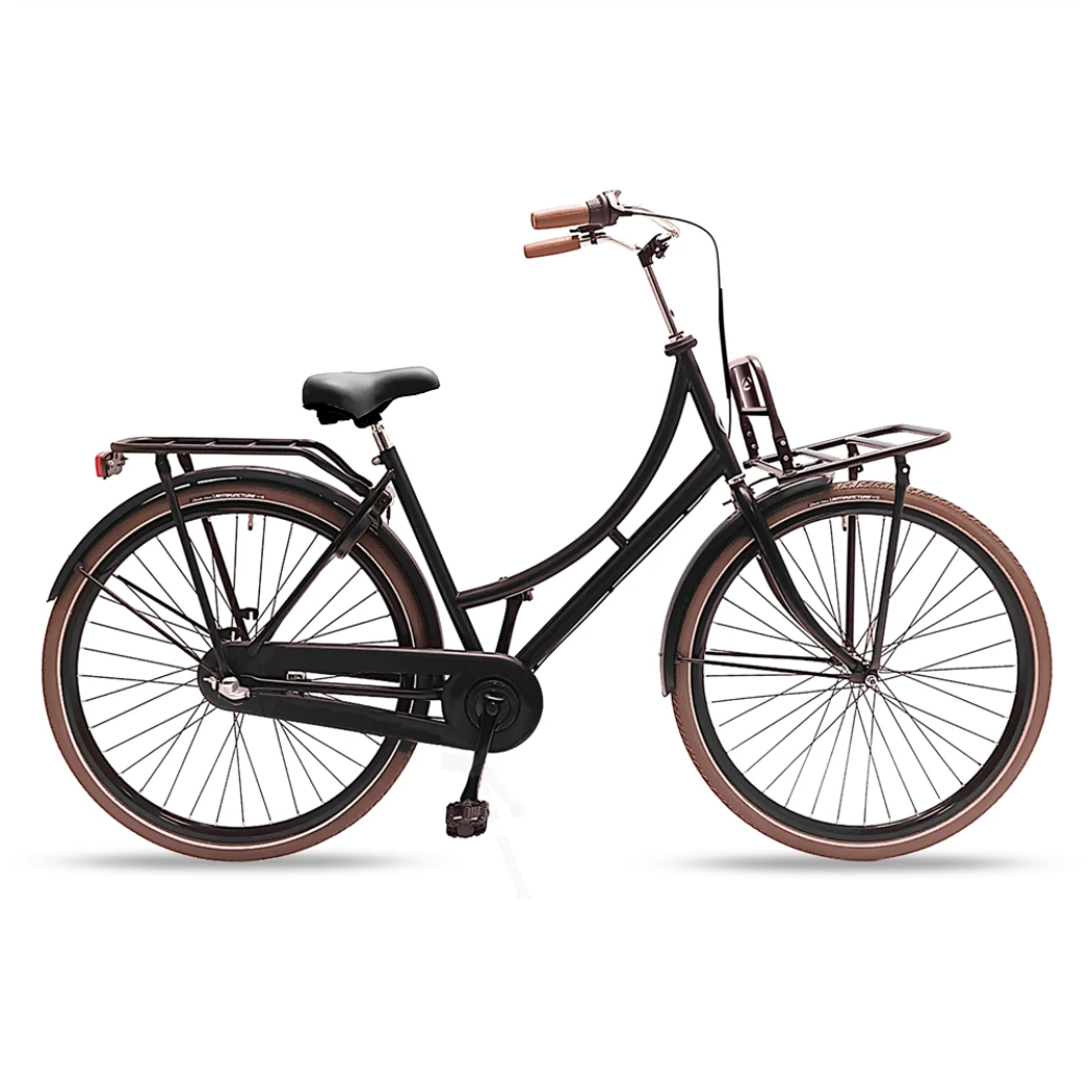 Avalon Stadsfiets D57cm Matzwart met Voordrager AE-trading