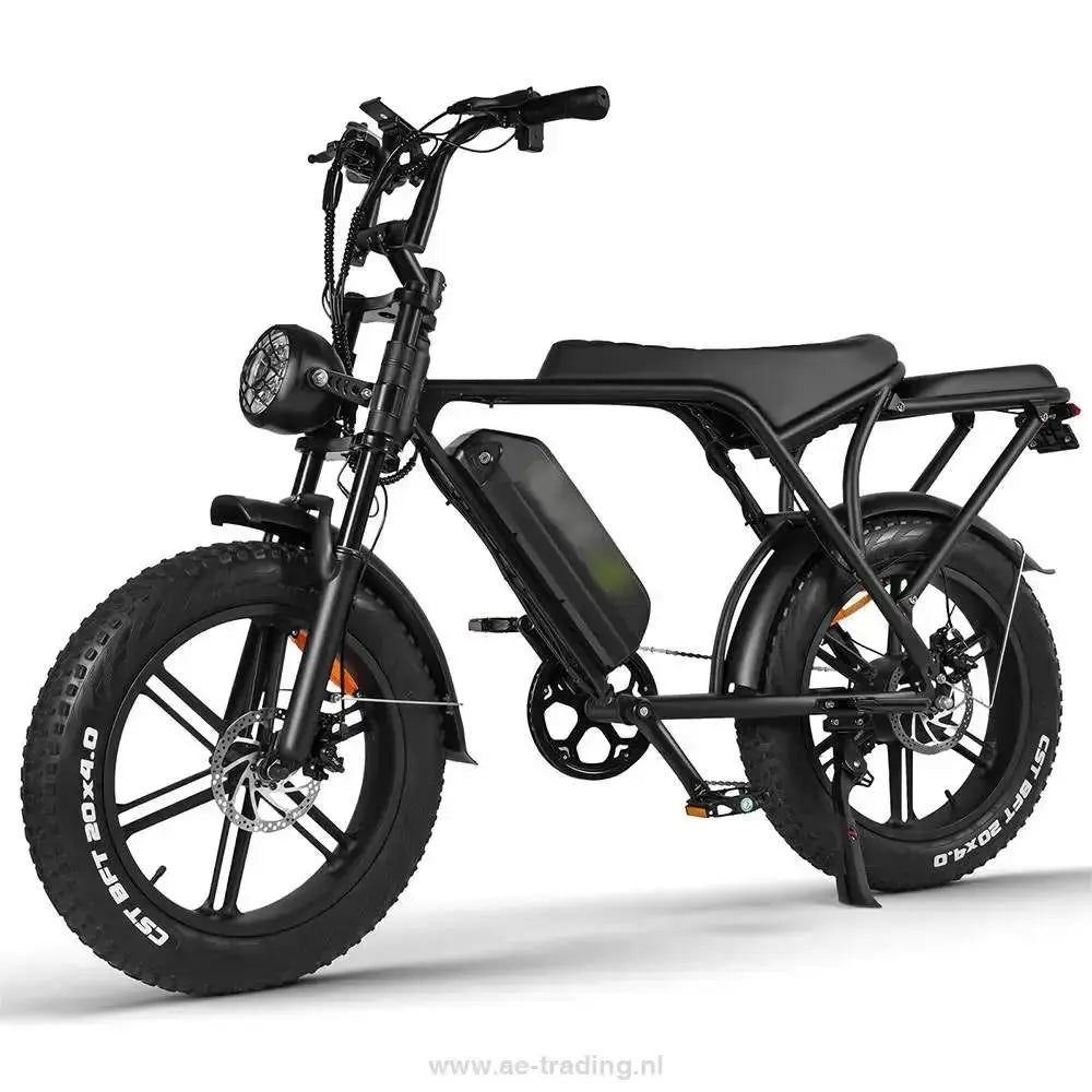 Ouxi V8 2.0 fatbike zwart met hydraulische remmen en achterzitje AE-trading