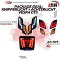 Package Deal 1 X Knipperlichtset Moving Dagrij Voorzijde Passend Op Vespa Gts + 1 X Knipperlichtset Moving Dagrij Achterzijde Passend Op Vespa Gts + 1 X Achterlicht Alpha Styling Led/Tube Passend Op Vespa Gts (5968+5969+6403) - AE-trading