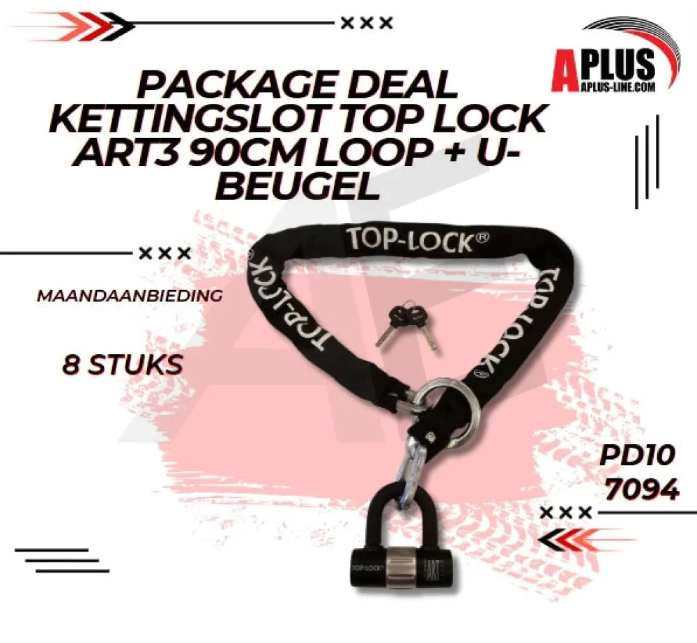 Package Deal 8 X Kettingslot Top Lock Art3 90 Cm Loop+ U Beugel (8 X 7094) AE-trading