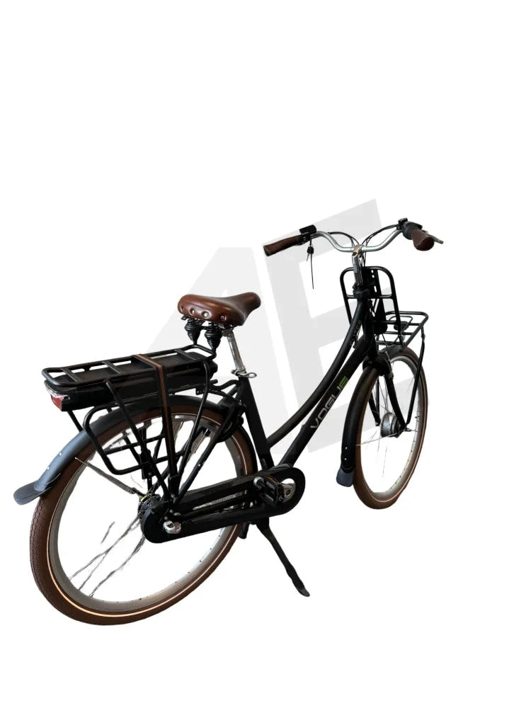 Vogue Elite Elektrische Fiets 3 Versnellingen 13Ah 50Cm E-Bike - Mat Zwart Met Bruine Accenten