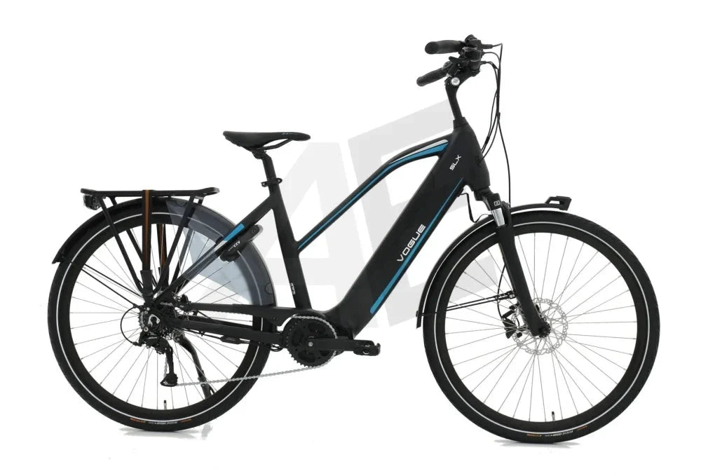 Vogue SLX M420 Elektrische Fiets 9RD Shimano Versnellingen 51cm met Hydraulische Remmen - Mat Zwart Blauw AE-trading