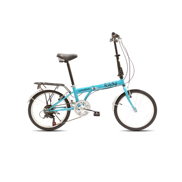 Foldy London Vouwfiets 20". Turquoise. Shimano 6-speed versnellingen en V-brake voor en achter - AE-trading