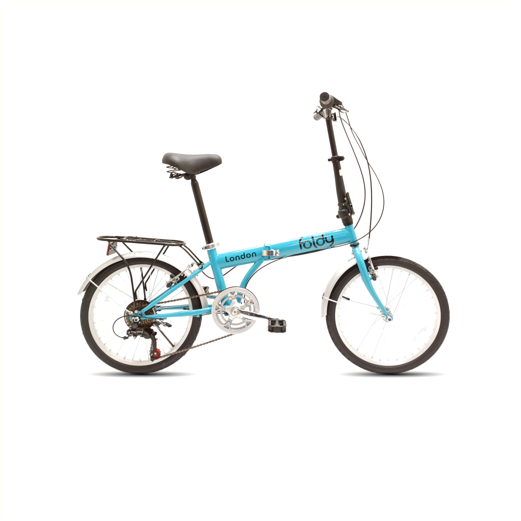 Foldy London Vouwfiets 20" Turquoise met Shimano 6-versnellingen en V-brake remmen