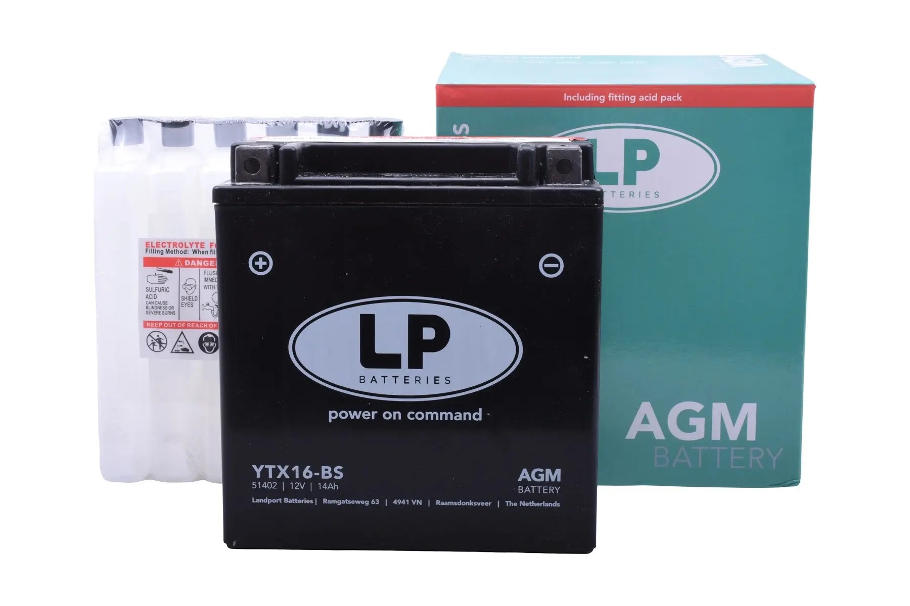 Accu Landport YTX16-BS AGM (12V/16A) - AE-trading