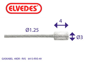 Gaskabel Binnen Elvedes Ton RVS 49-draads (6413RVS-49) AE-trading