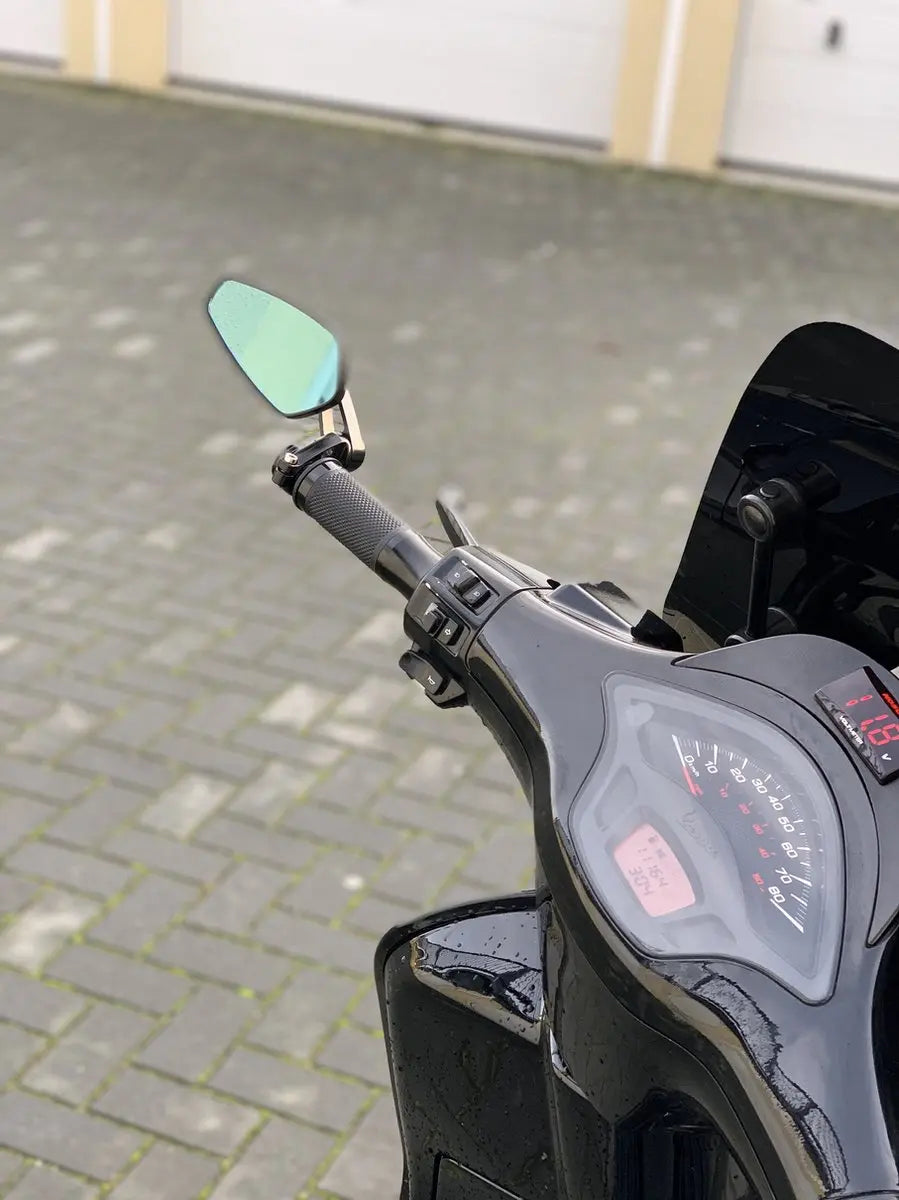 Bar end spiegels zwart scooter motor stuureinde spiegels mirrors Vespa Piaggio 