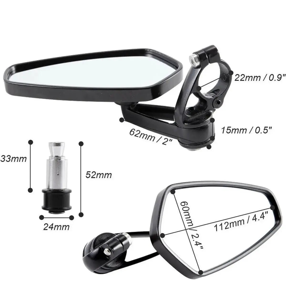 Anroc bar-end spiegels zwart — scooter & motor (set) - AE-trading