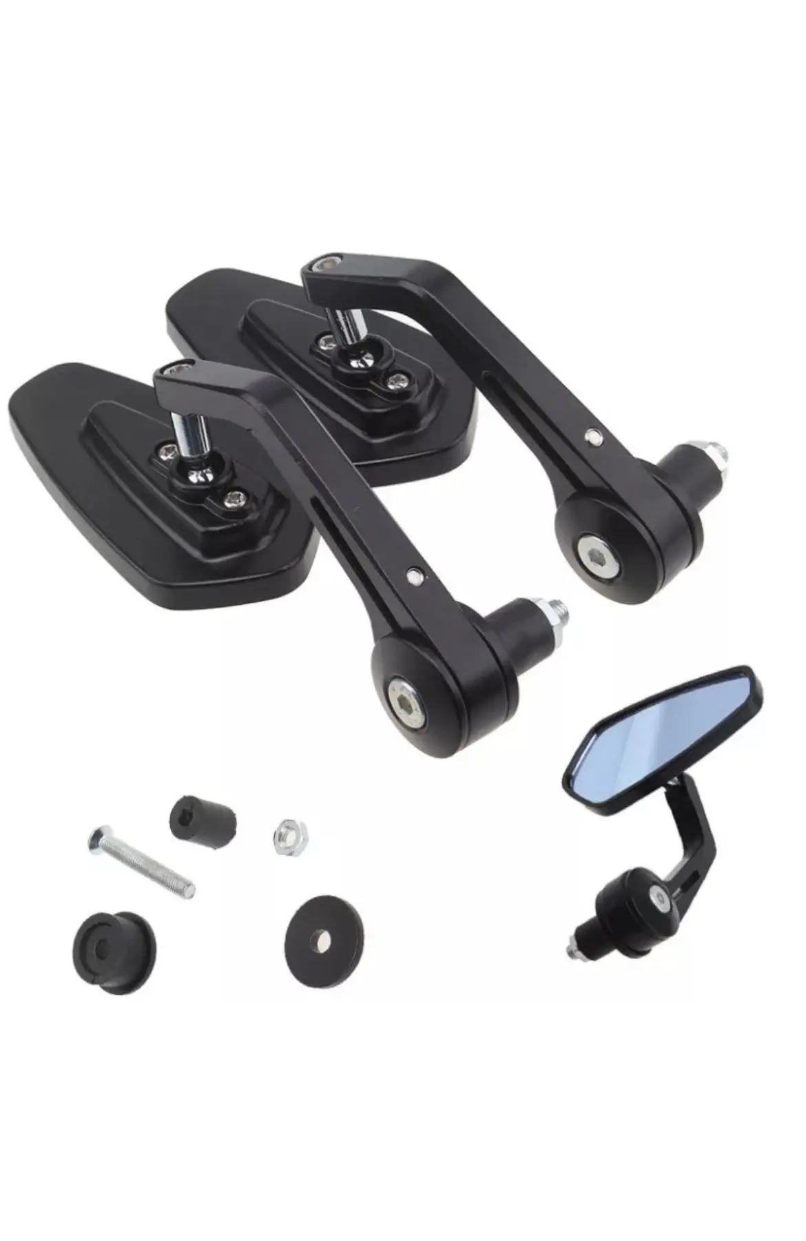 Bar end spiegels voor scooters & motoren zwart verlengd model - A-Extended® - AE-trading