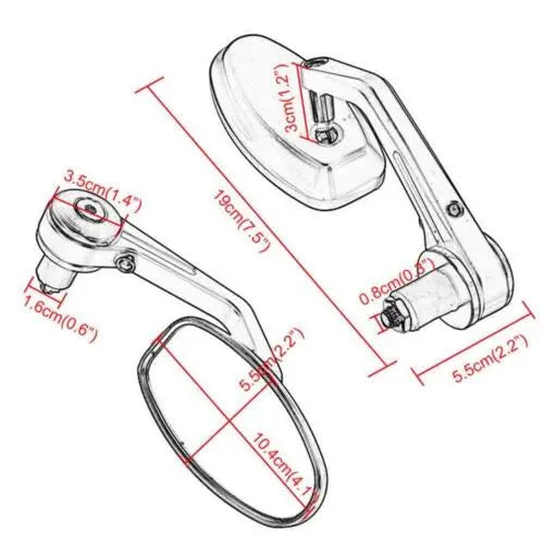 Bar end spiegels ovaal universeel zwart A-Extended®